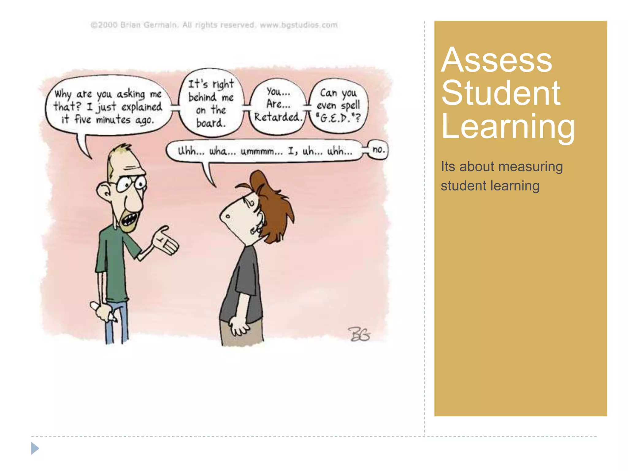 Step 1Assess
Student
Learning
Its about measuring
student learning
 