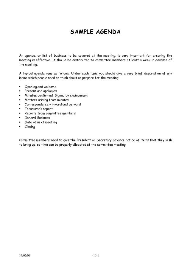 meeting procedure format for taking minutes at a meeting