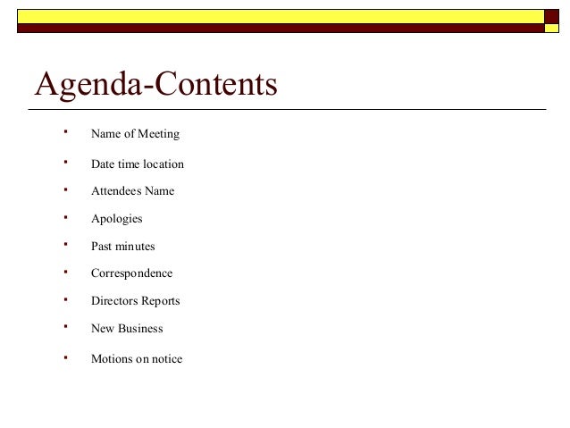 sample business meeting agenda template
