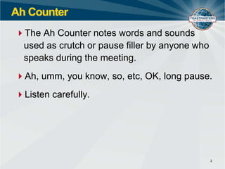 Ah Counter Sheet.pdf Toastmasters Club Meeting roles and resposiblities | PPTX