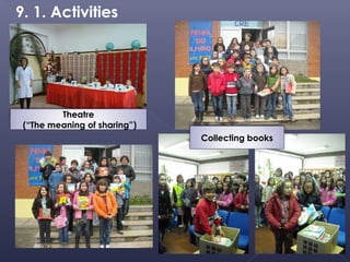 9. 1. Activities




         Theatre
 (“The meaning of sharing”)
                              Collecting books
 