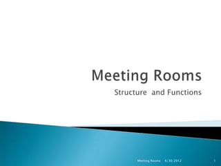Structure and Functions




        V.KARTHIK




      Meeting Rooms   6/30/2012   1
 