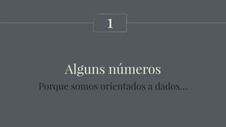 Alguns números
1
Porque somos orientados a dados…
 