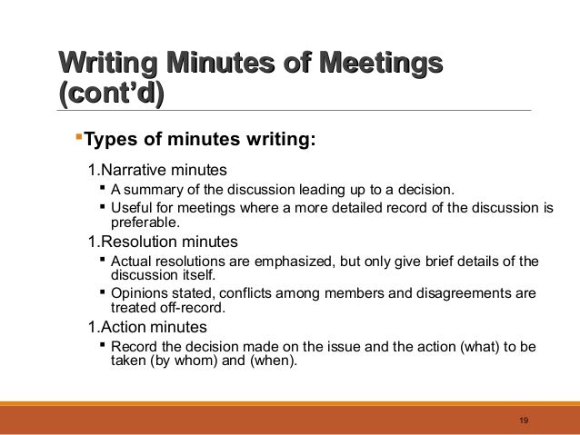 minutes of the meetings