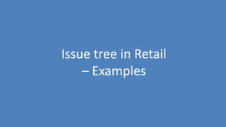 23
Issue tree in Retail
– Examples
 