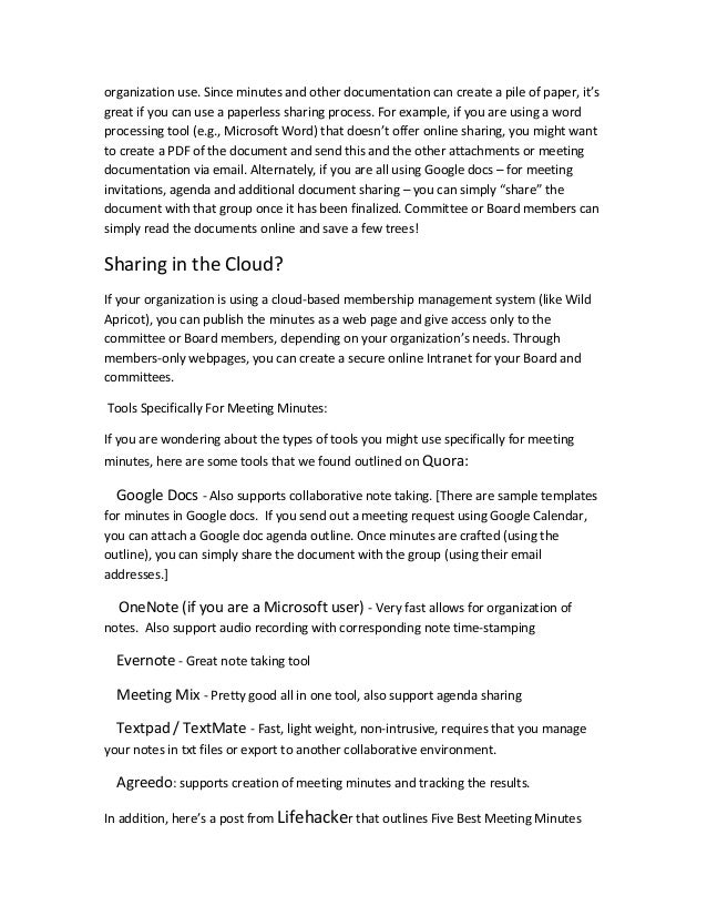 minutes of meeting online