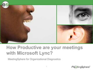How Productive are your meetings 
with Microsoft Lync? 
MeetingSphere for Organizational Diagnostics 
1 
 
