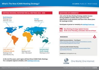 QUESTIONS OR COMMENTS?CONTINUE REGIONAL ROTATION FOR ALL MEETINGS 2016 - 2020
Designed by ICANN Communications Department ...