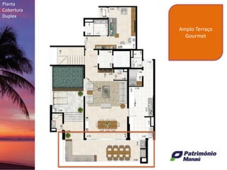Planta
Cobertura
Duplex
Amplo Terraço
Gourmet
 