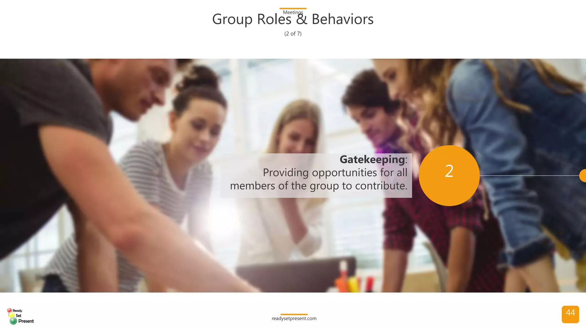 Meetings (Comprehensive) PowerPoint Presentation 155 slides with 5 diagrams/charts and 14 high resolution photographs Participant Handout and Meetings Glossary with 47 terms