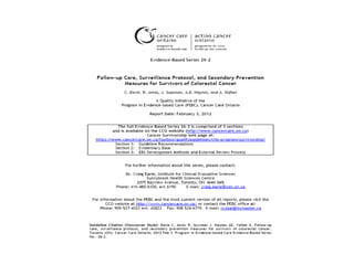 Meeting the Cancer Survivorship Needs of Colorectal Cancer: The ...