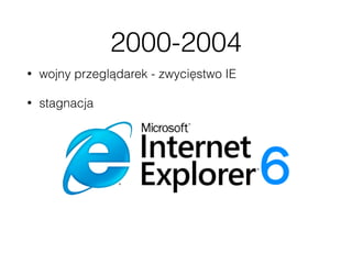 2000-2004
• wojny przeglądarek - zwycięstwo IE
• stagnacja
 