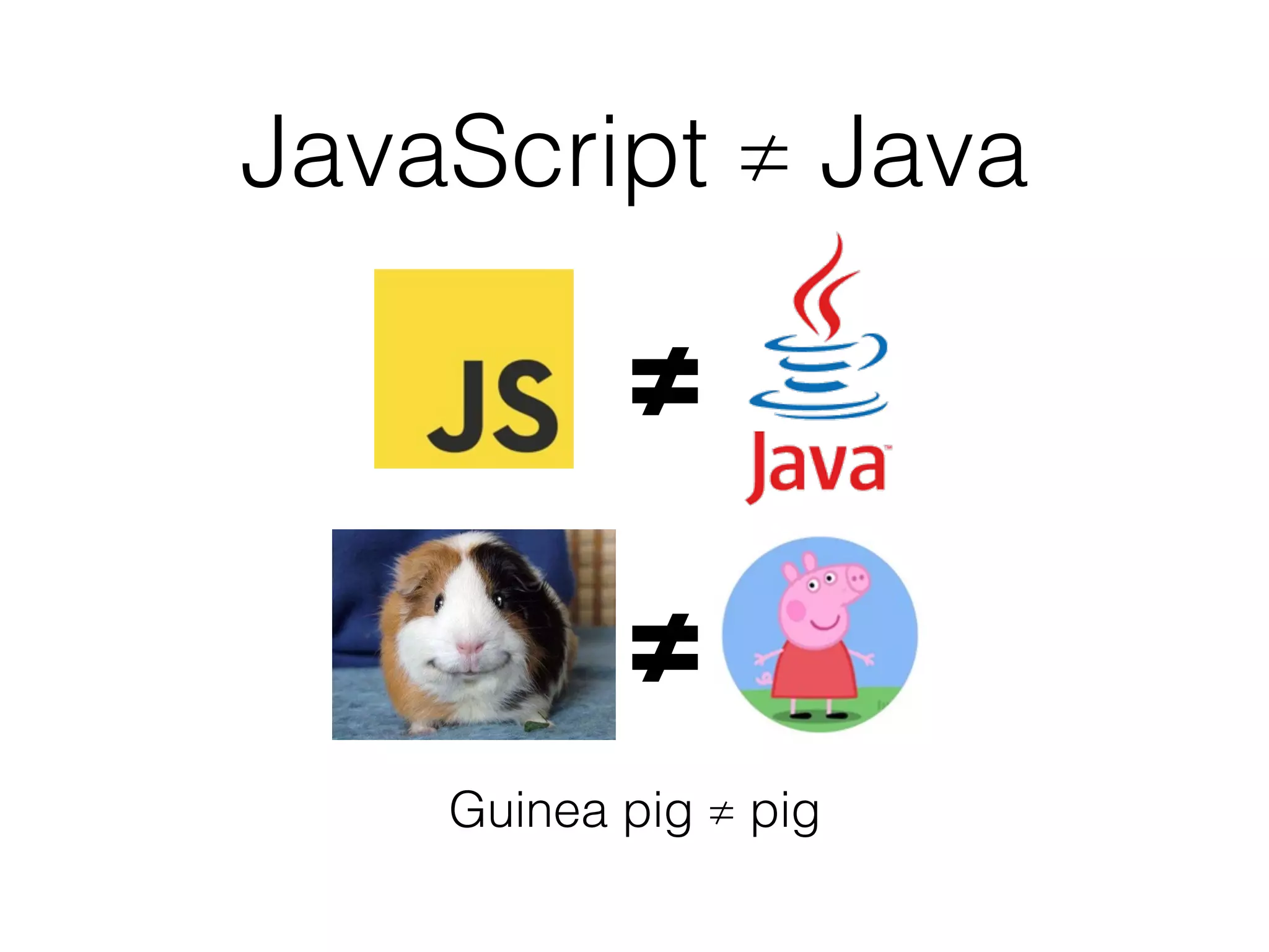 JavaScript ≠ Java
Guinea pig ≠ pig
≠
≠
 