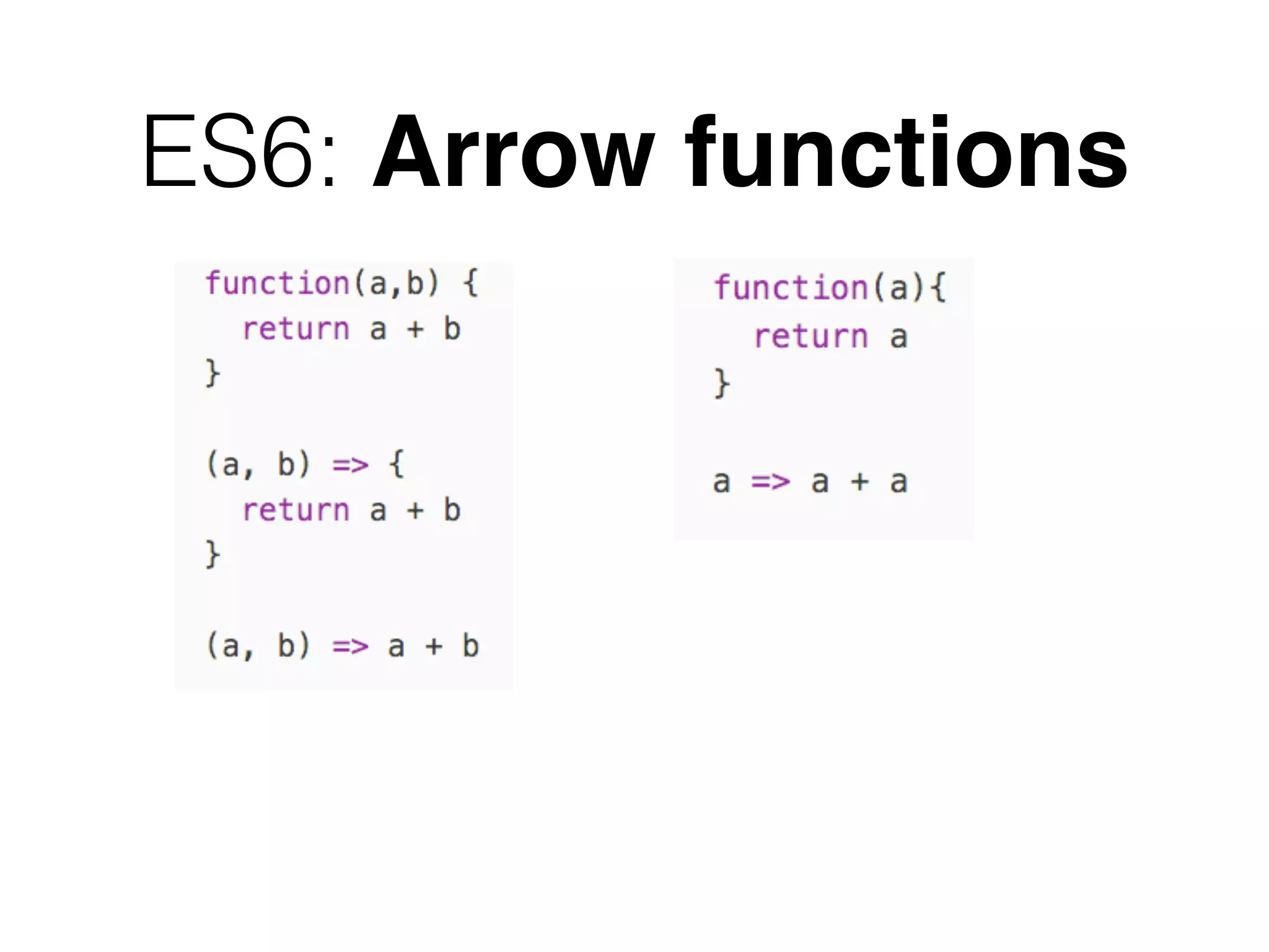 ES6: Arrow functions
 