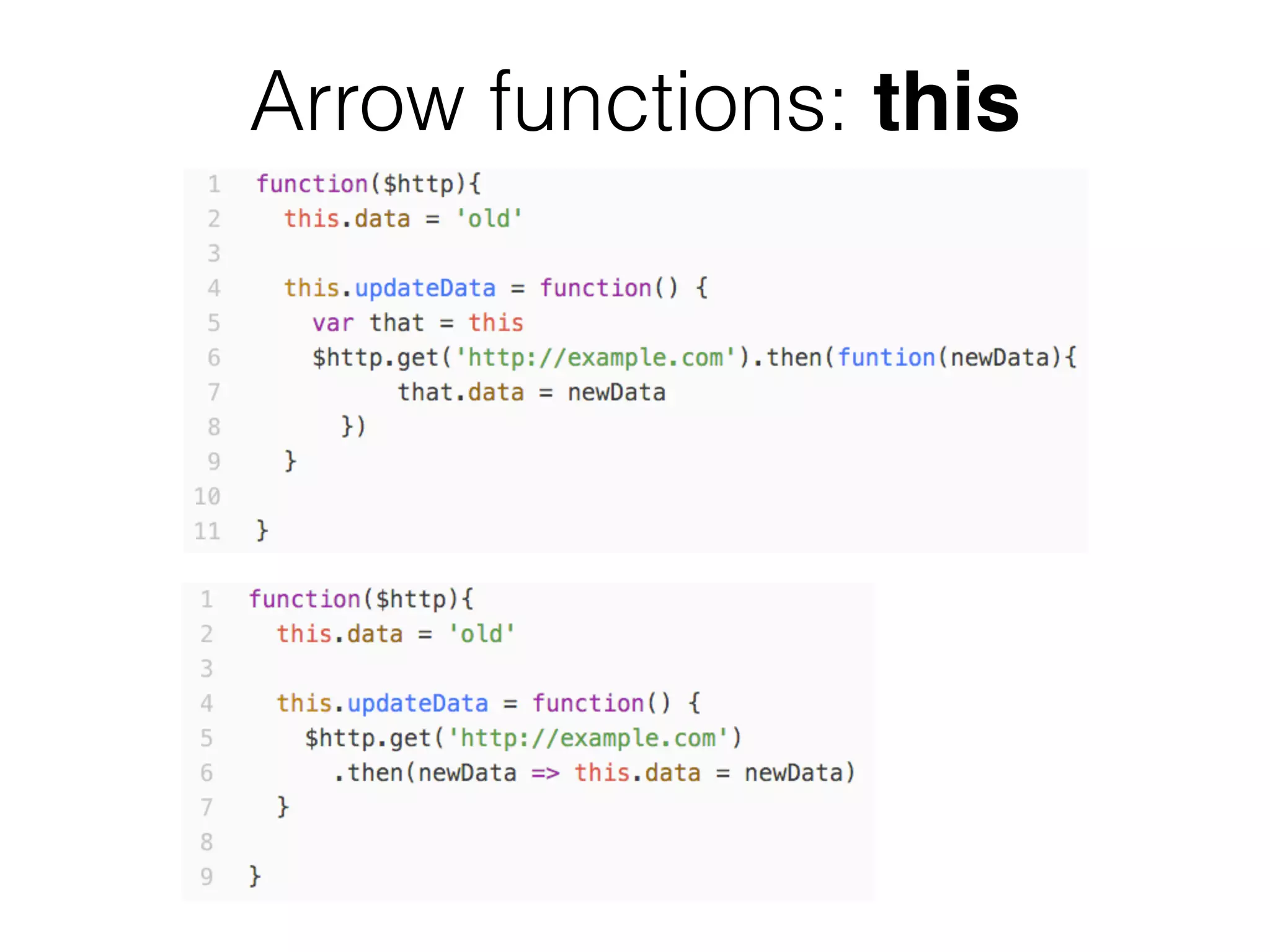 Arrow functions: this
 