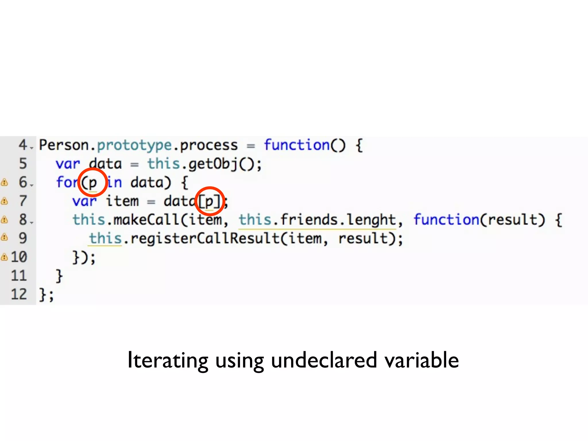 Iterating using undeclared variable
 