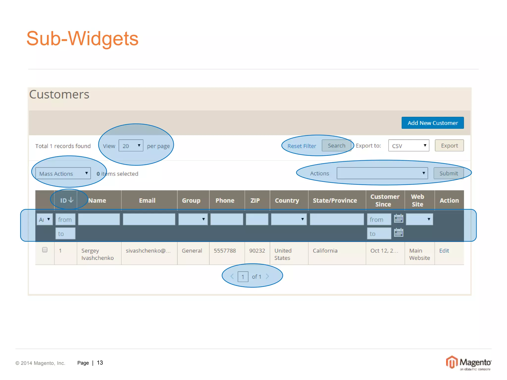Sub-Widgets 
© 2014 Magento, Inc. Page | 13 
 