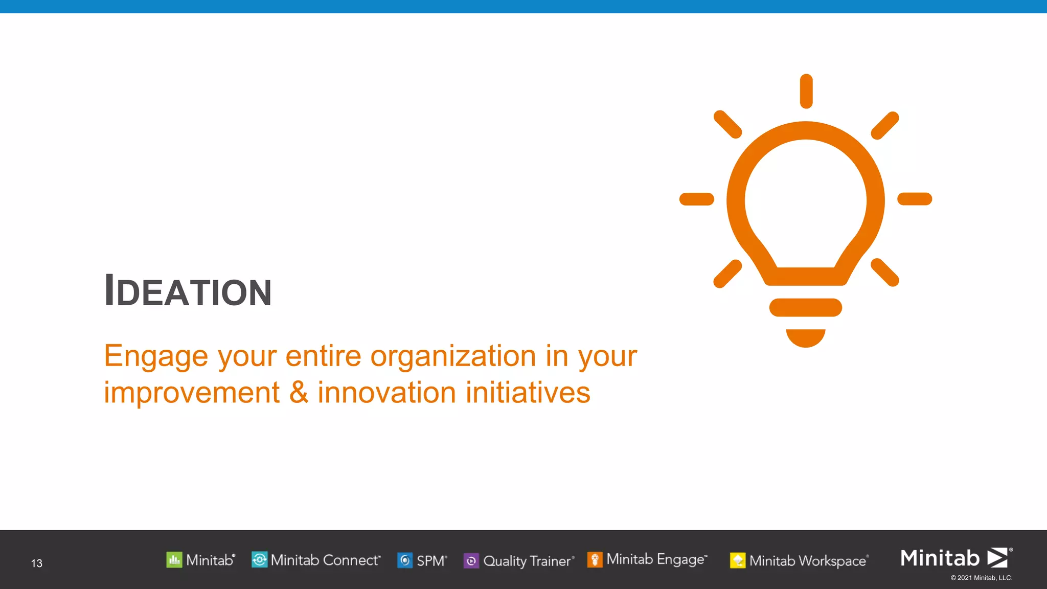 © 2021 Minitab, LLC.
IDEATION
Engage your entire organization in your
improvement & innovation initiatives
13
 