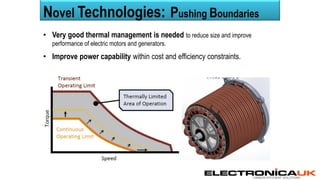 CARBON EFFICIENT SOLUTIONS
• Very good thermal management is needed to reduce size and improve
performance of electric motors and generators.
• Improve power capability within cost and efficiency constraints.
Novel Technologies: Pushing Boundaries
 