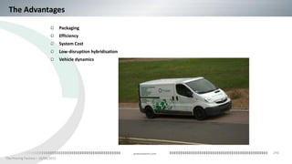 240
The Proving Factory – 10/06/2015
proteanelectric.com
The Advantages
Packaging
Efficiency
System Cost
Low-disruption hybridisation
Vehicle dynamics
 