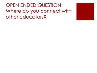 OPEN ENDED QUESTION:
Where do you connect with
other educators?
 