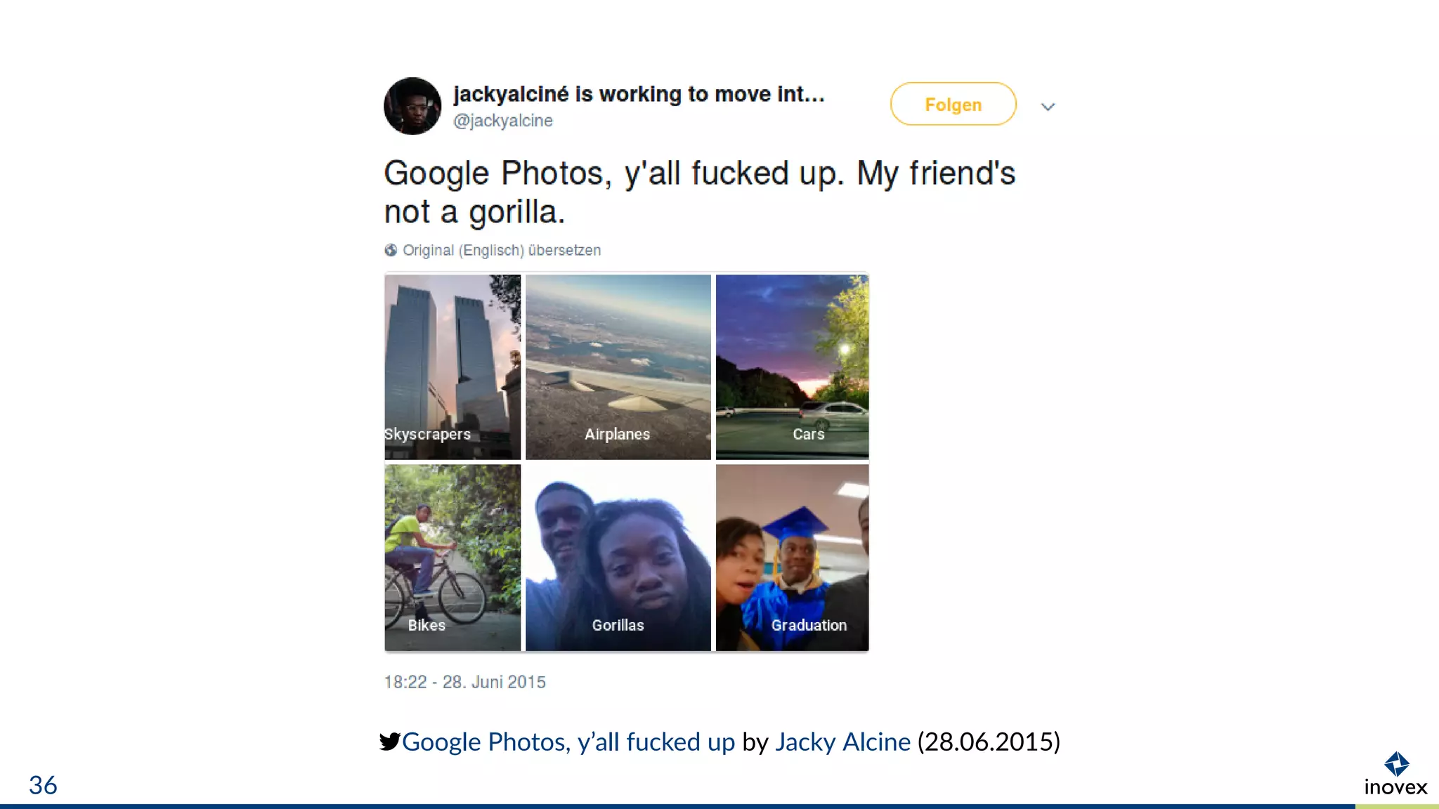 Google Photos, y’all fucked up by Jacky Alcine (28.06.2015)
36
 