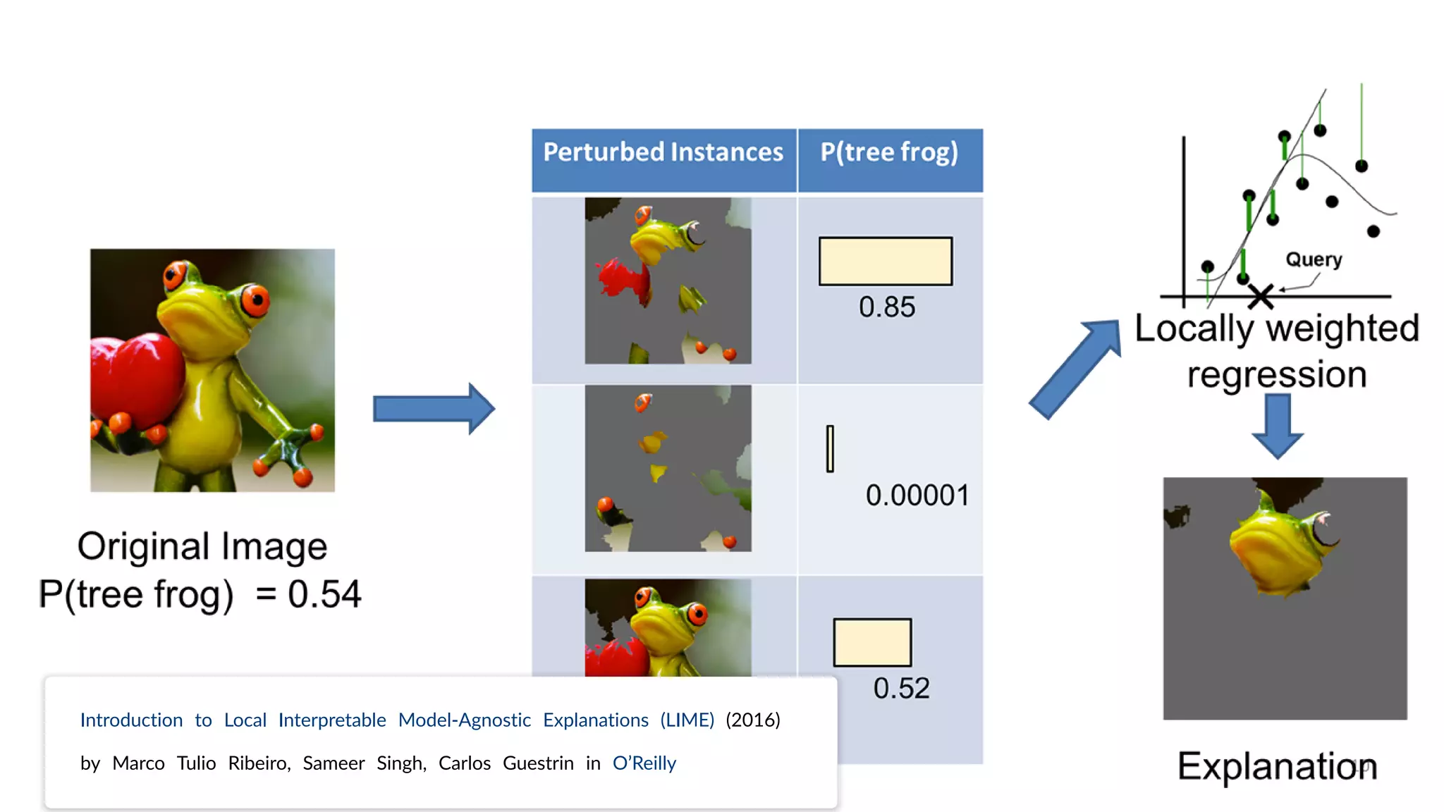 Introduction to Local Interpretable Model-Agnostic Explanations (LIME) (2016)
by Marco Tulio Ribeiro, Sameer Singh, Carlos Guestrin in O’Reilly
 