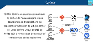 GitOps
GitOps désigne un ensemble de pratiques
de gestion de l'infrastructure et des
configurations d'applications qui
rep...