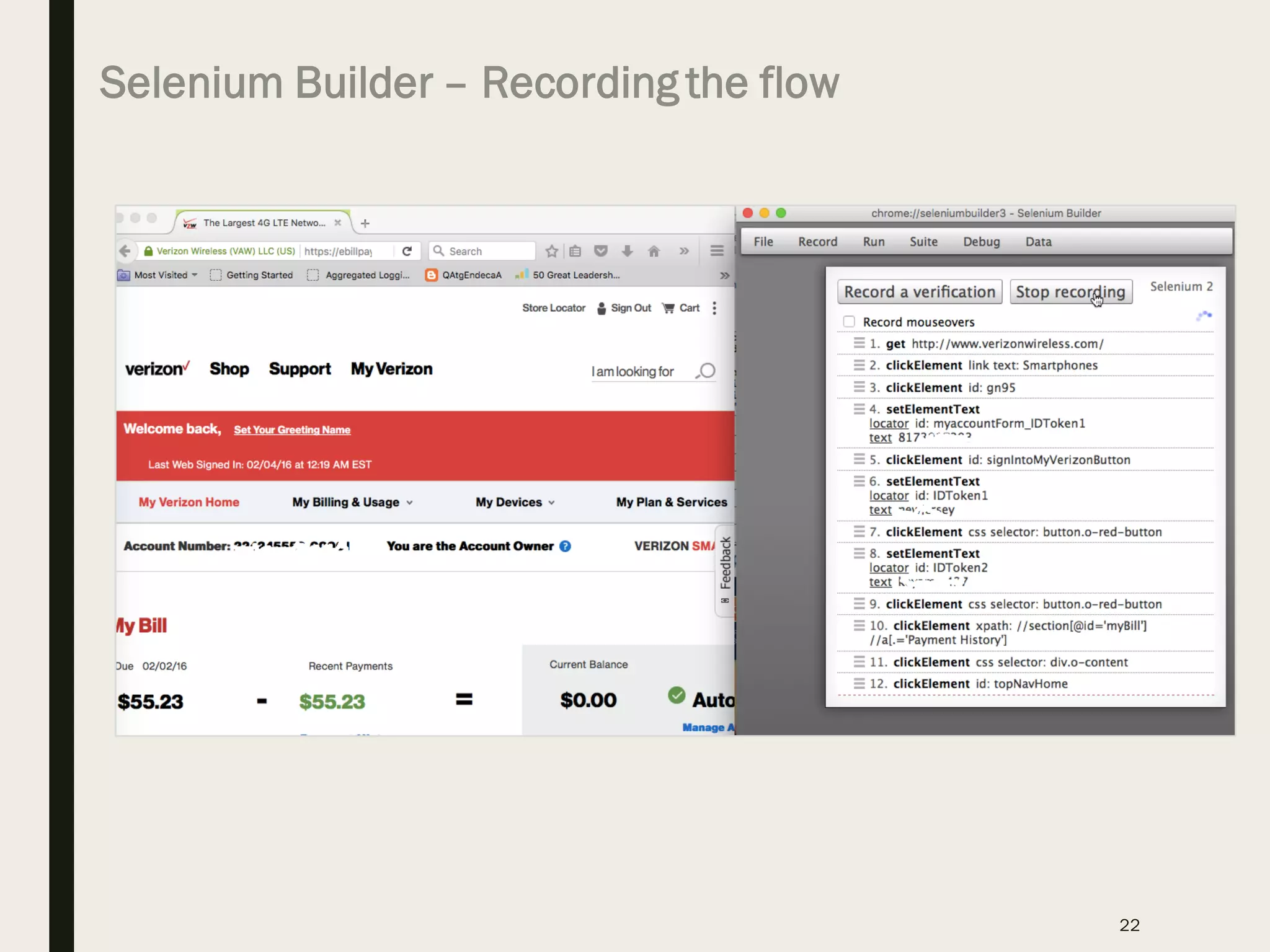 Selenium Builder – Recording the flow
22
 