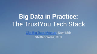 Big Data in Practice: 
The TrustYou Tech Stack 
Cluj Big Data Meetup, Nov 18th 
Steffen Wenz, CTO 
 