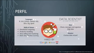 PERFIL
https://www.kdnuggets.com/2015/11/different-data-science-roles-industry.html
 