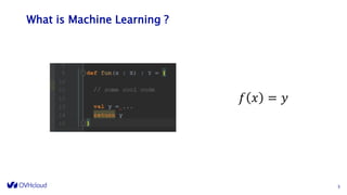 What is Machine Learning ?
5
𝑓 𝑥 = 𝑦
 