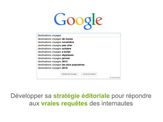 Développer sa stratégie éditoriale pour répondre
aux vraies requêtes des internautes
 