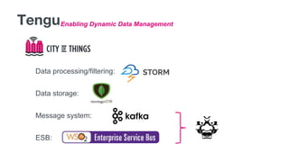Enabling Dynamic Data ManagementTengu
Data processing/filtering:
Data storage:
Message system:
ESB:
 