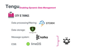 Enabling Dynamic Data ManagementTengu
Data processing/filtering:
Data storage:
Message system:
ESB: limeDS
 