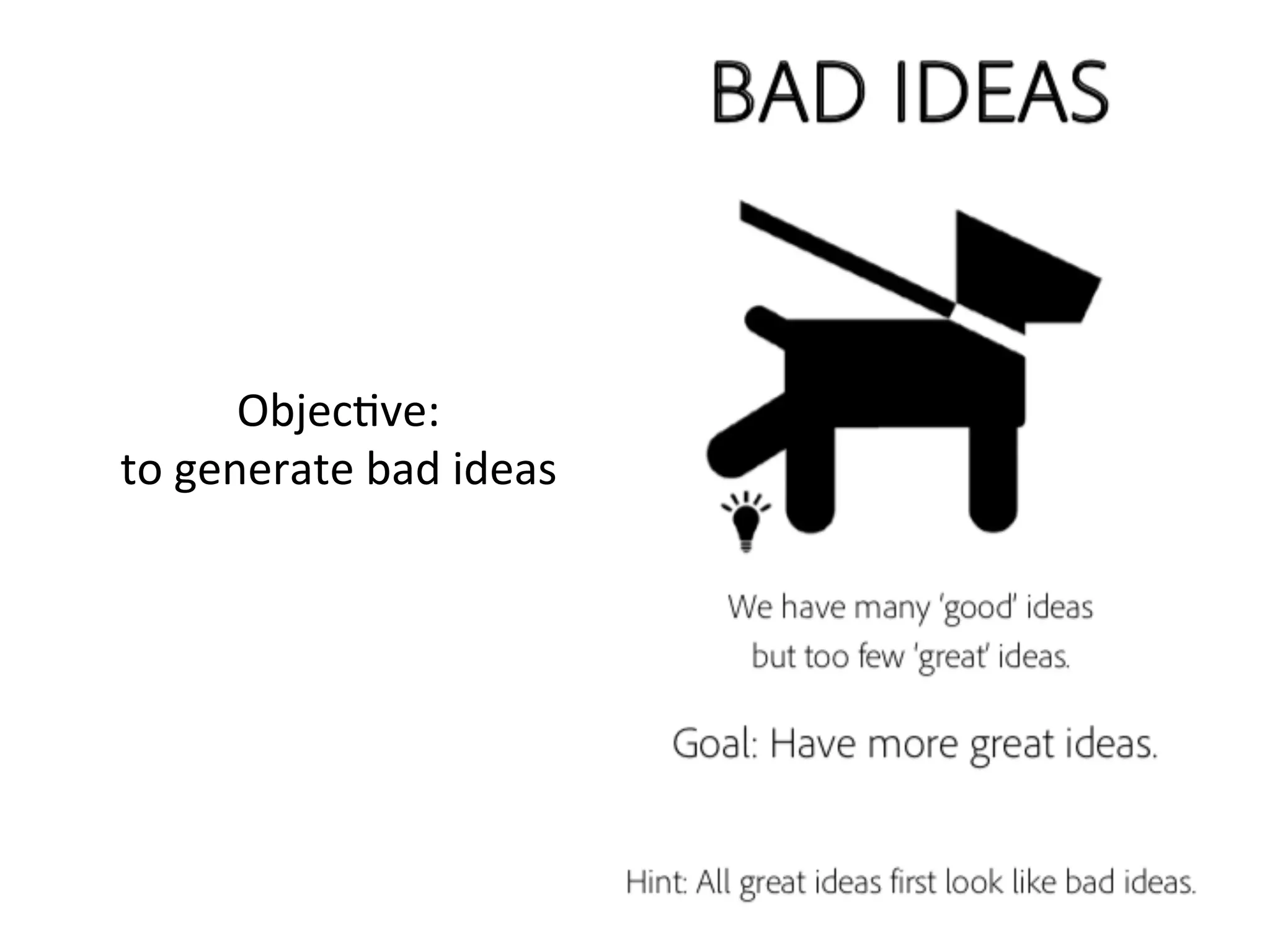 ObjecKve:	
  	
  
to	
  generate	
  bad	
  ideas	
  
 