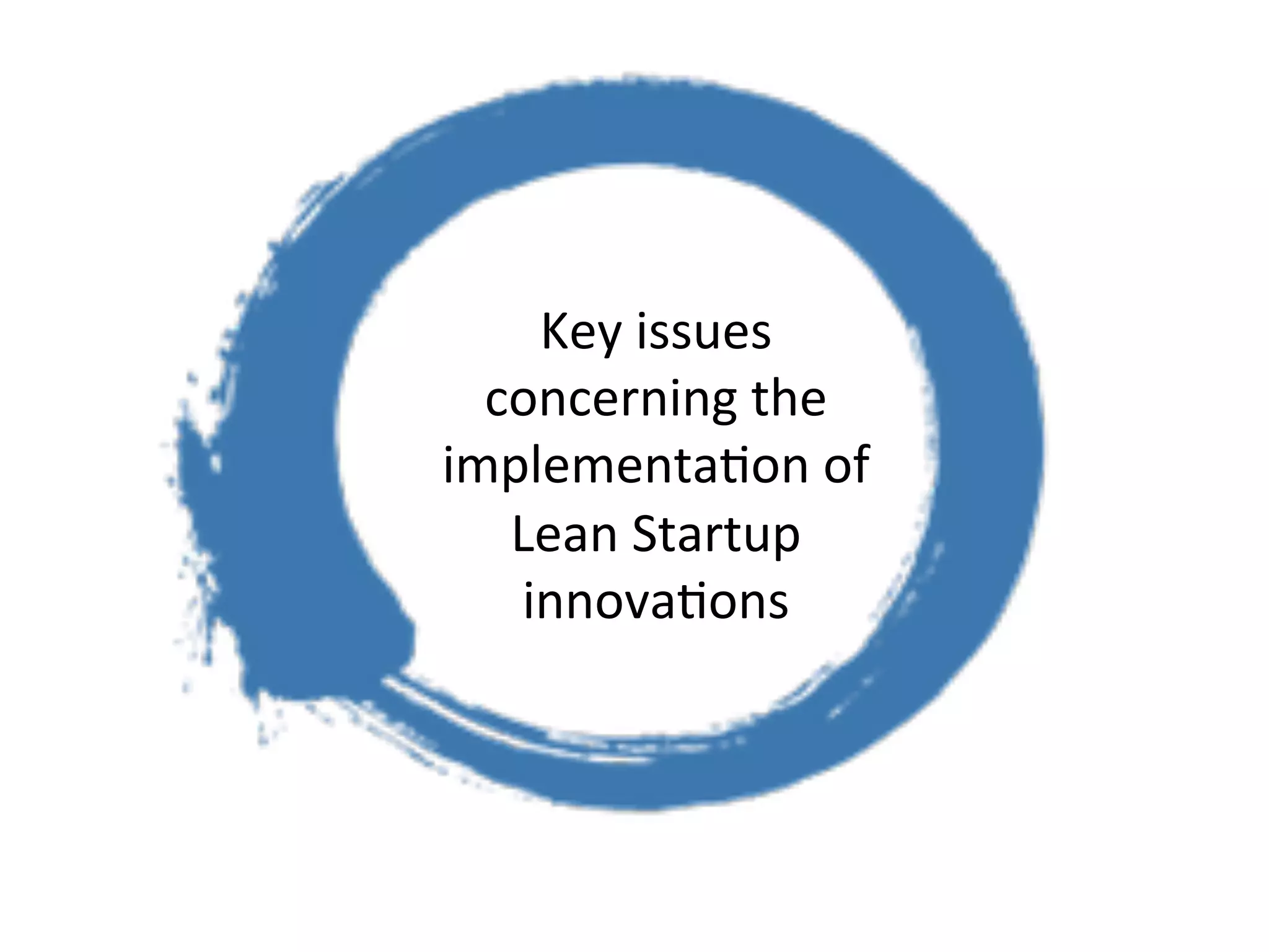 Key	
  issues	
  
concerning	
  the	
  
implementaKon	
  of	
  
Lean	
  Startup	
  
innovaKons	
  	
  
 