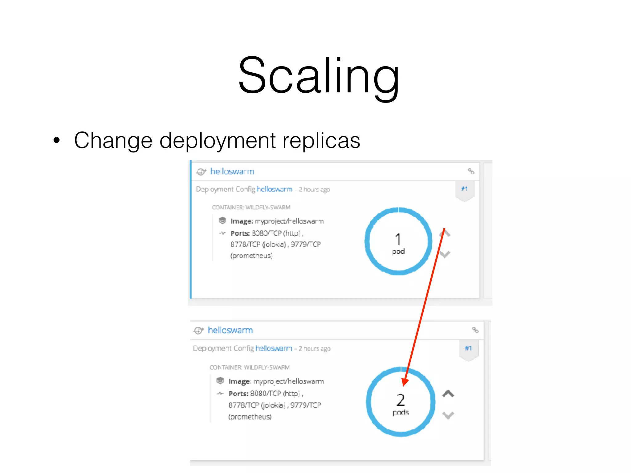 • Change deployment replicas Scaling 