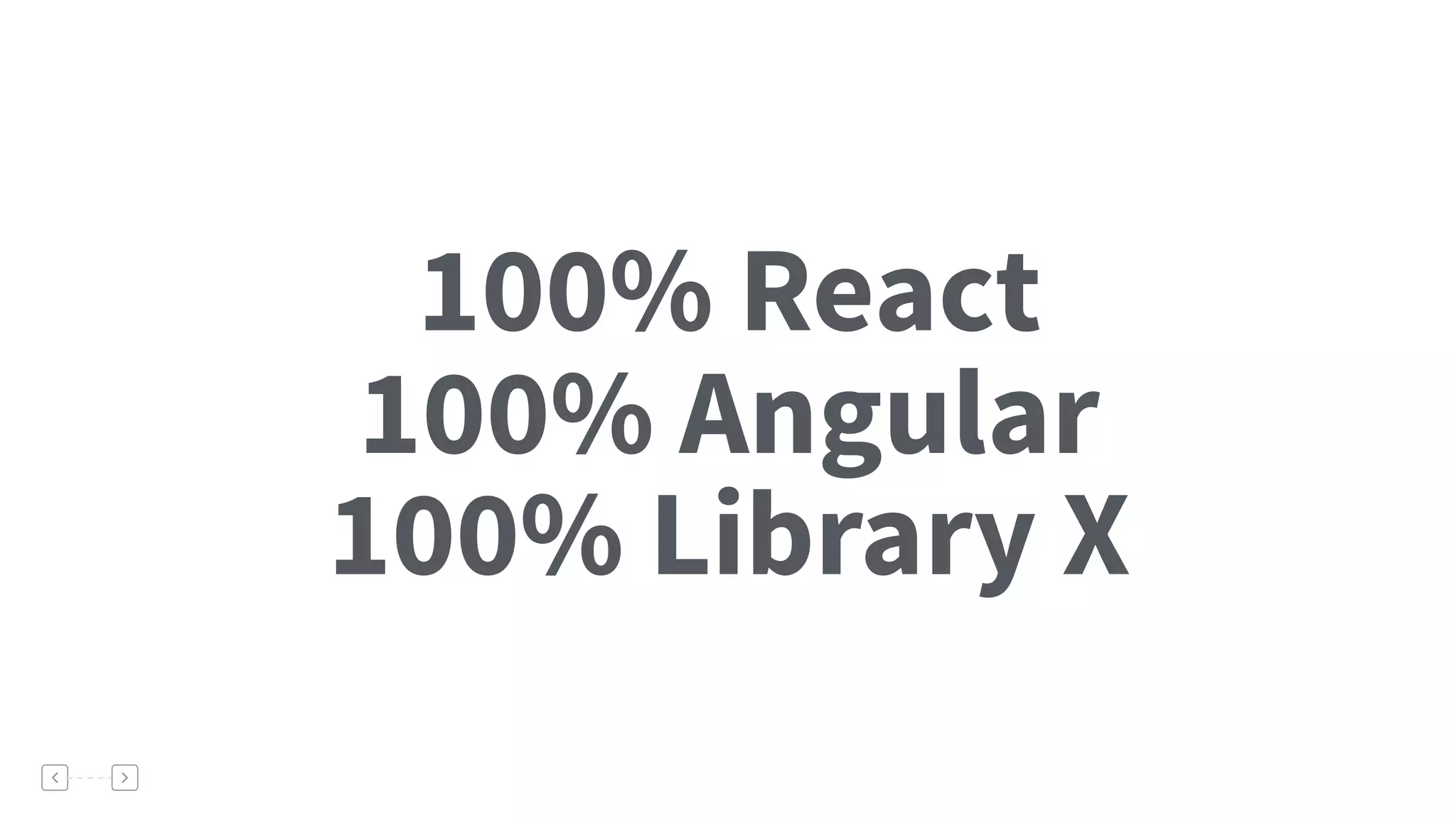 100% React
100% Angular
100% Library X
What Annoys Me
 