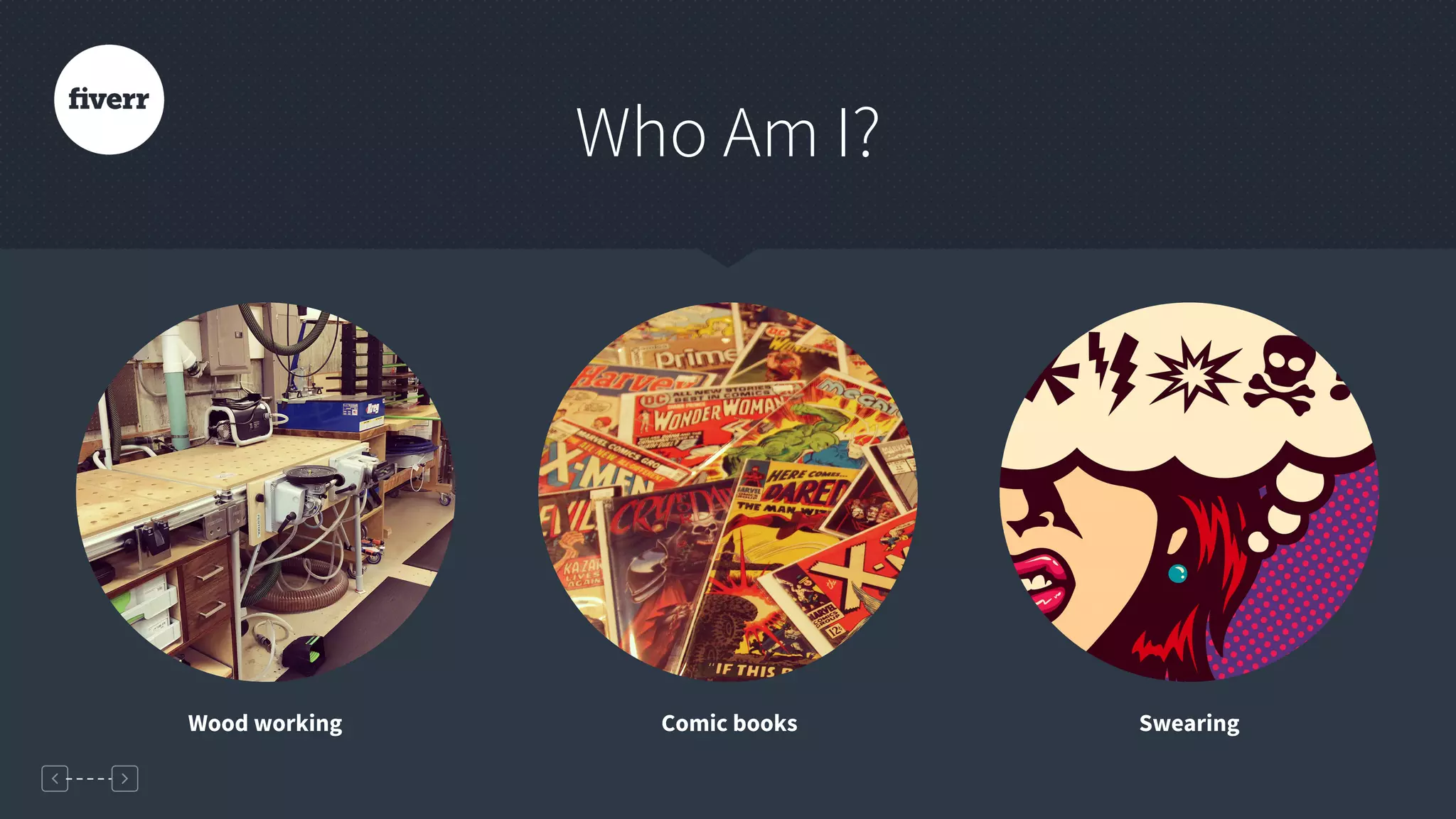 Who Am I?
Wood working Comic books Swearing
 
