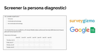 Screener (a persona diagnostic)
 