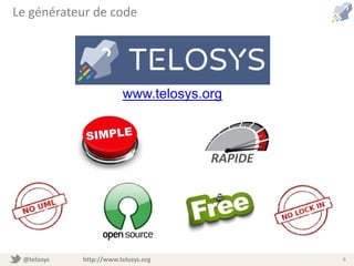 @telosys http://www.telosys.org 6
Le générateur de code
RAPIDE
www.telosys.org
 