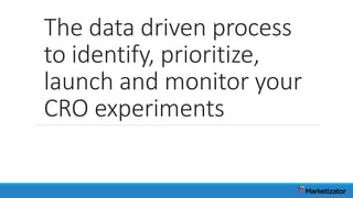The data driven process
to identify, prioritize,
launch and monitor your
CRO experiments
 