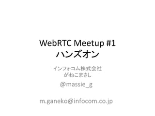 WebRTC Meetup #1
ハンズオン
インフォコム株式会社
がねこまさし
 