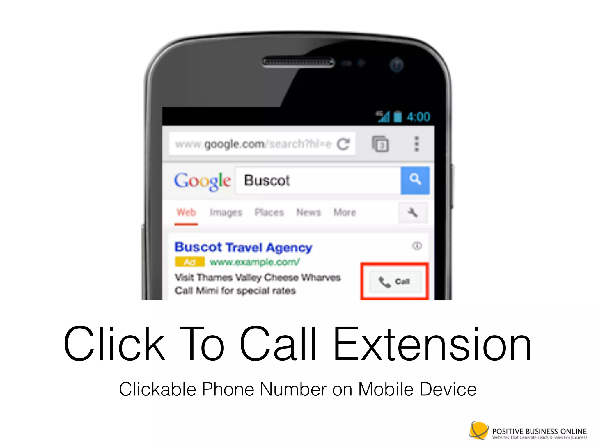 Click To Call Extension
Clickable Phone Number on Mobile Device
 