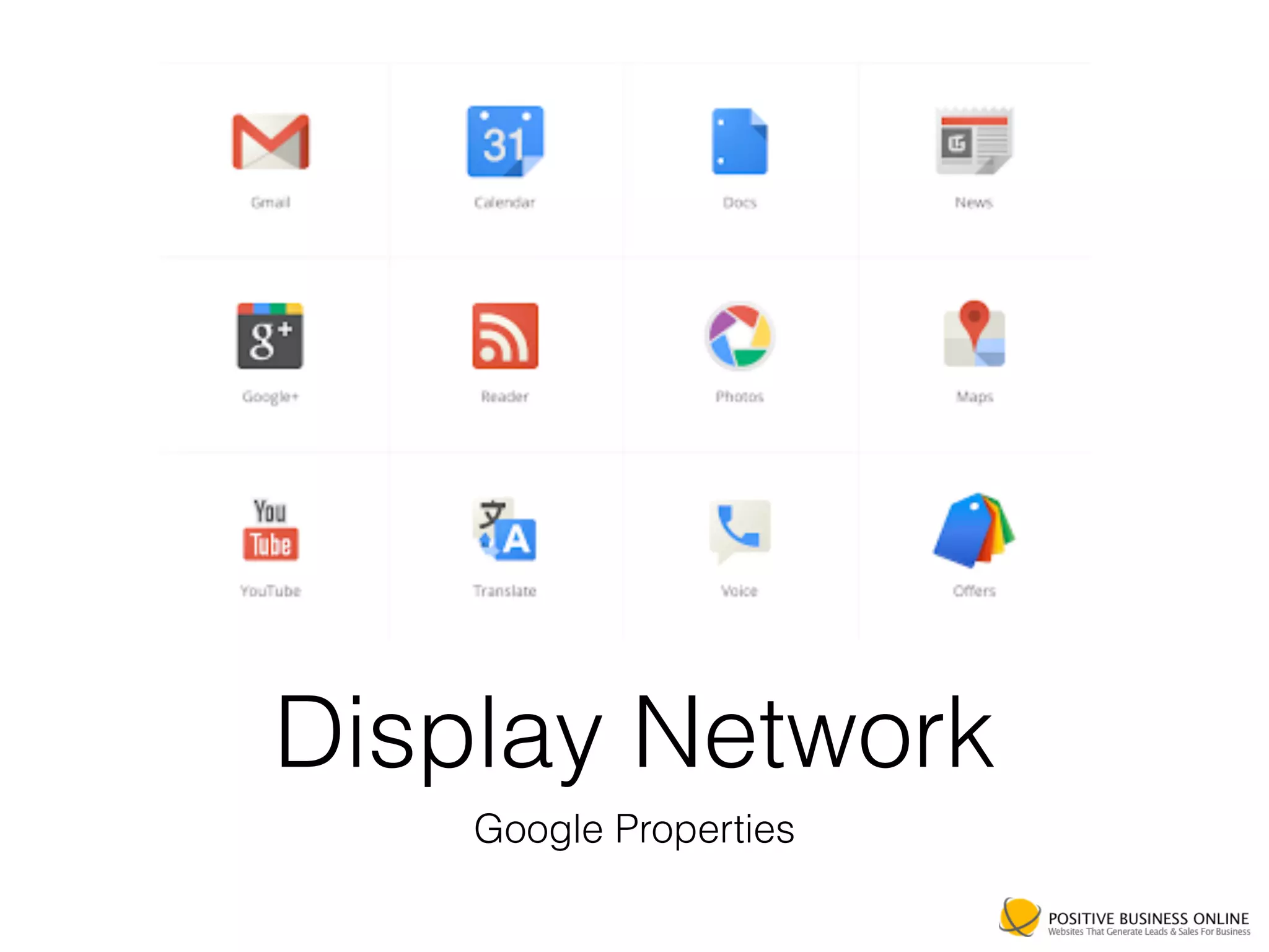 Display Network
Google Properties
 