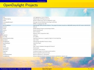 Introduction
OpenDaylight Projects
Pradeeban Kathiravelu (INESC-ID Lisboa) OpenDaylight 7 / 11
 