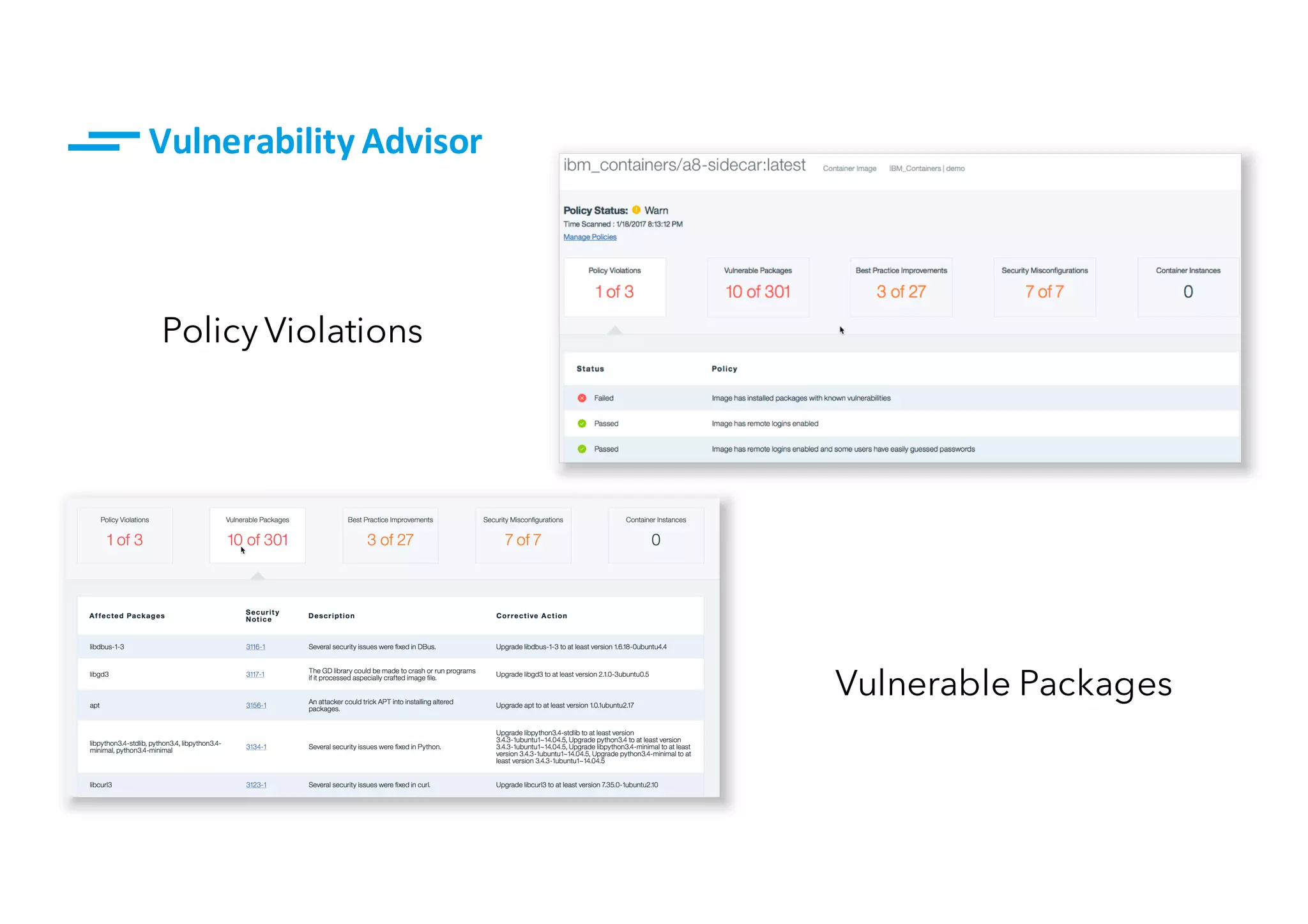 15© IBM Corporation
Policy Violations
Vulnerable Packages
Vulnerability	Advisor
 
