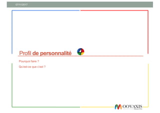 Profil de personnalité
07/11/2017
Pourquoi faire ?
Qu’est-ce que c’est ?
 