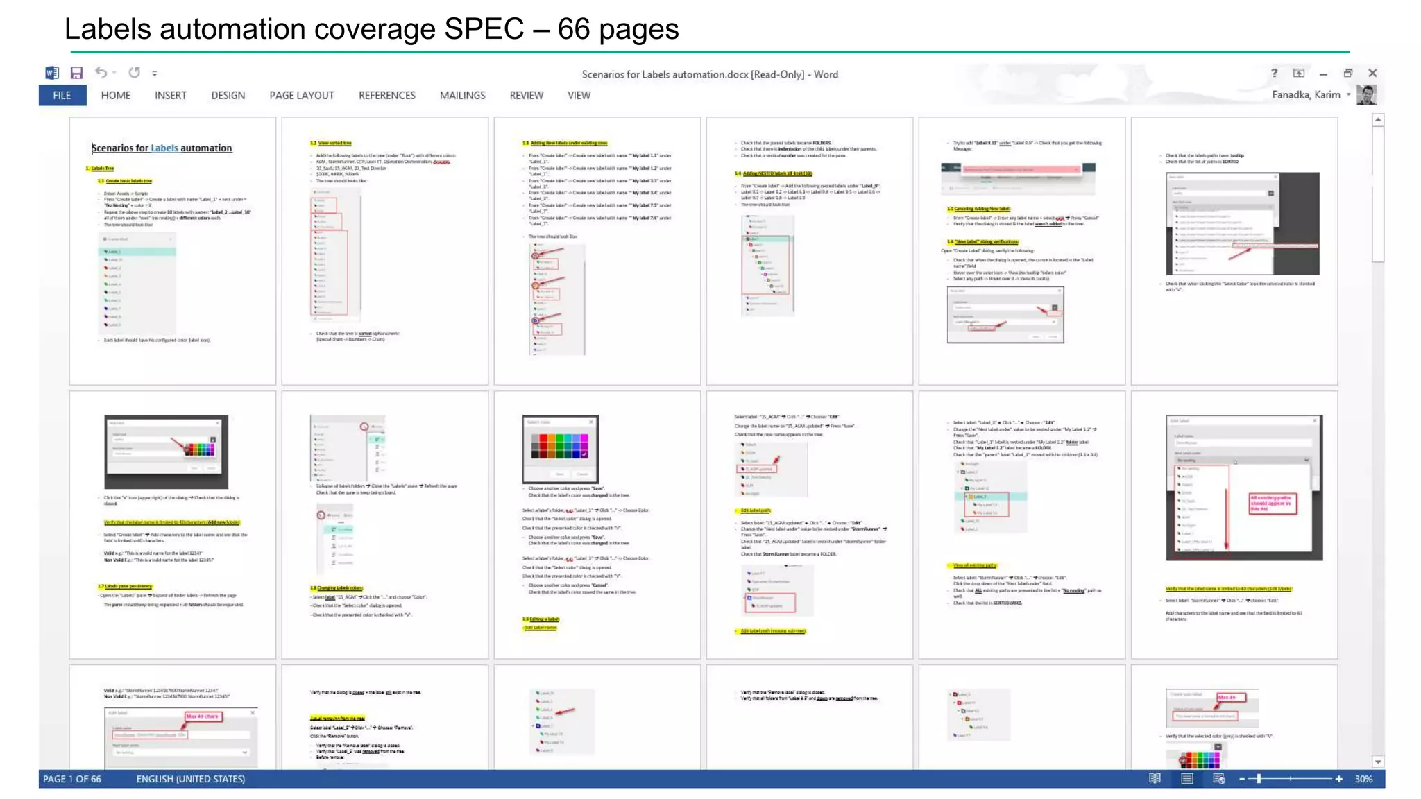 23
Labels automation coverage SPEC – 66 pages
 